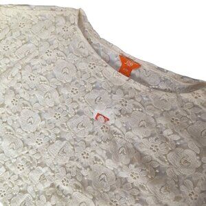 Joe Fresh Women's Cream Floral Crochet Sheer Blouse XL